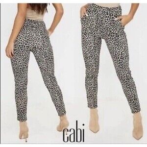 Cabi #5680 "Pivot Spotted Jogger" Leopard Print Cotton Blend Comfy Lounge Pant M